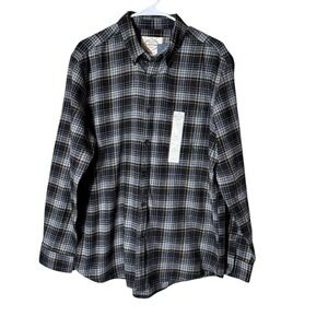 St. Johns Bay Mens Plaid Flannel Button Down Shirt Large Country Western New
